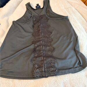 Daytrip Black Racerback Tank with Lace Panel